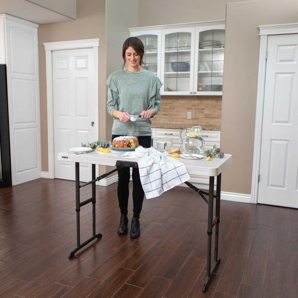 Lifetime 4 Foot Rectangle Folding Table Indoor/Outdoor Commercial Grade, Almond (80387)