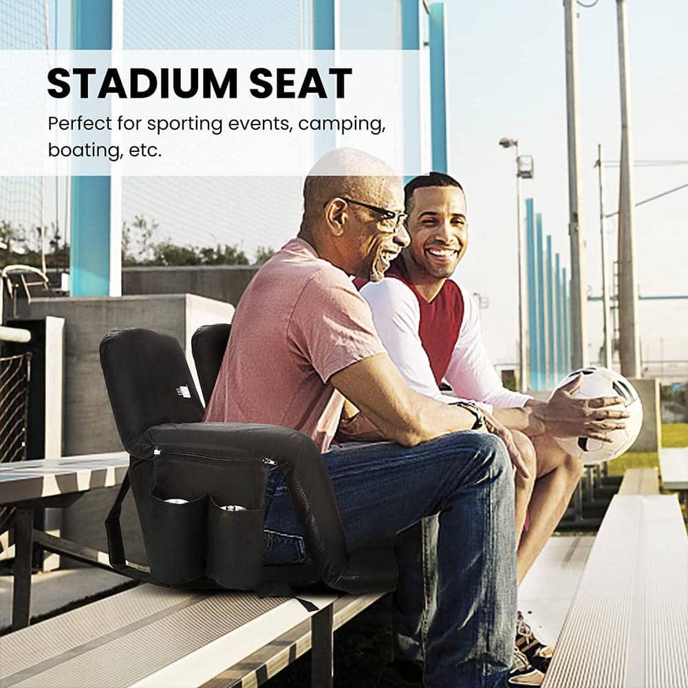 SPECSTAR Foldable Stadium Seat Chair for Bleachers with Padded Back Support and Armrests 2 pack
