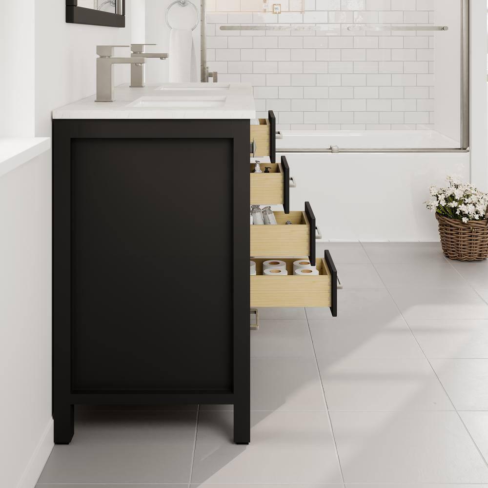 Eviva Eviva London 48"W X 18"D Double Sink Bathroom Vanity With White Carrara Quartz Countertop