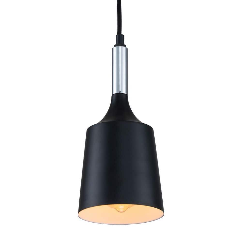 C Cattleya  1-Light Black and White Pendant Light with Chrome Accents