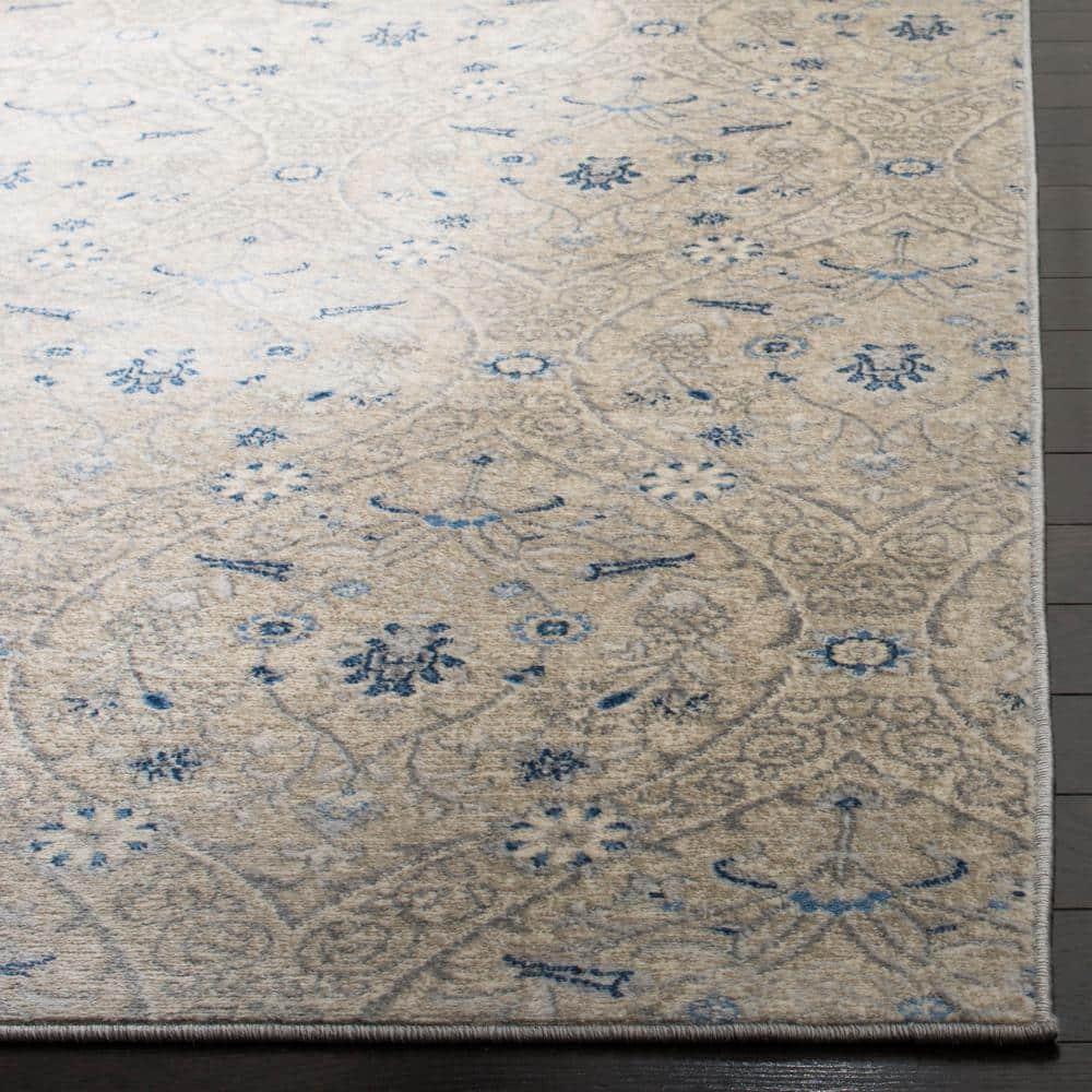 SAFAVIEH Brentwood Braelyn Damask Area Rug, Light Grey/Blue, 10' x 13'