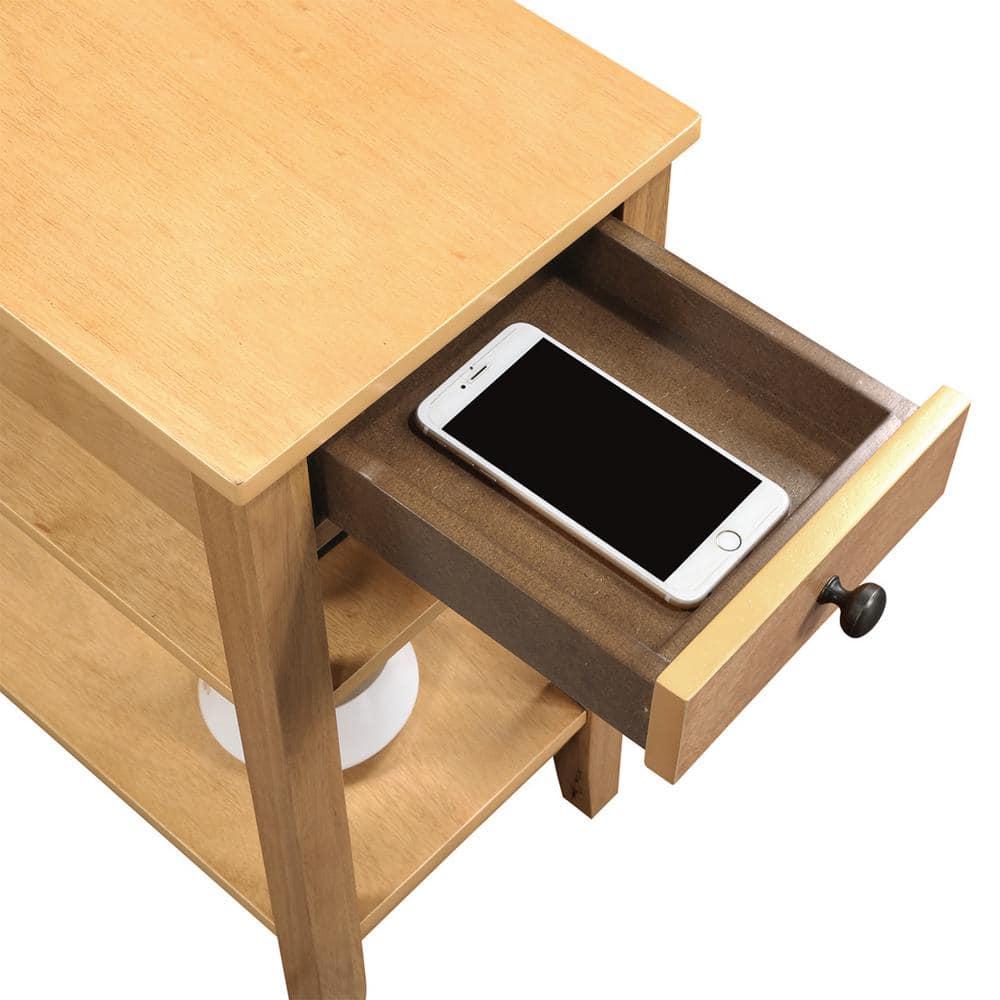 Convenience Concepts American Heritage End Table/Charging Station, Natural