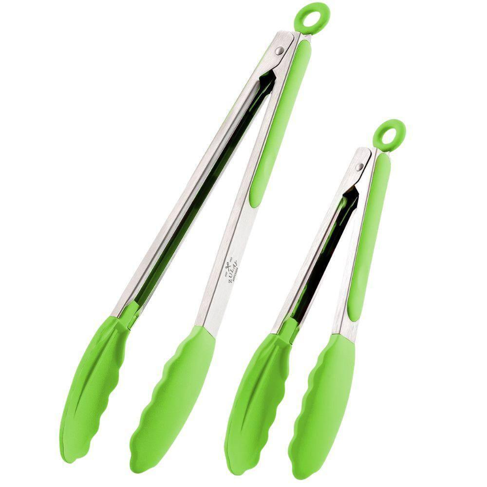 Zulay Kitchen Zulay Kitchen Tongs For Cooking - 2 Pack 9" & 12" Stainless Steel Silicone Tong Set
