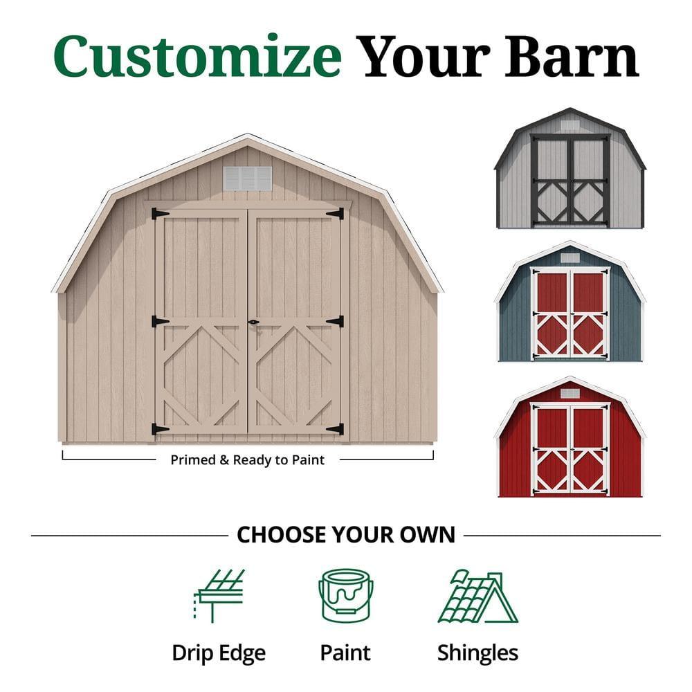 Little Cottage Co. 10x14 Classic Gambrel Barn with 4 ft. Sidewalls and Floor, Outdoor Wood Storage Shed Do-It-Yourself Precut Kit