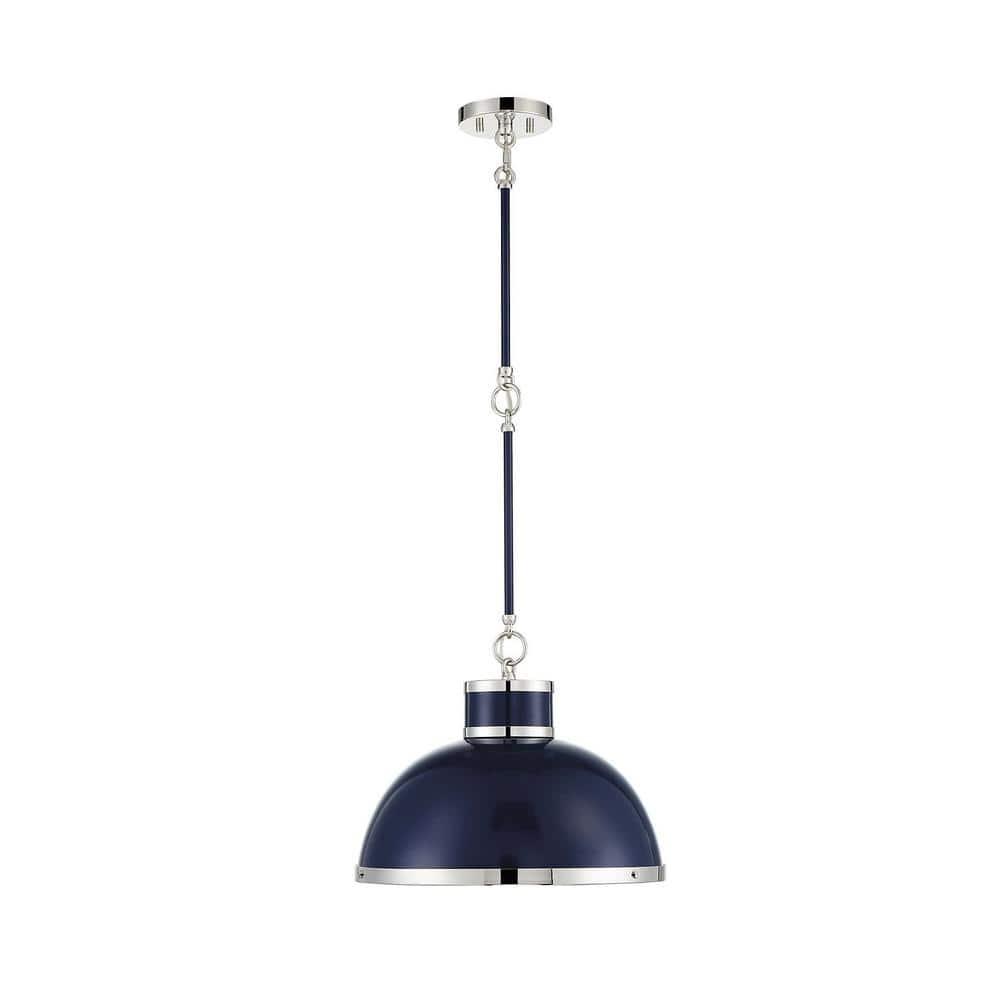 Savoy House Corning 1 - Light Pendant in  Navy/Polished Nickel