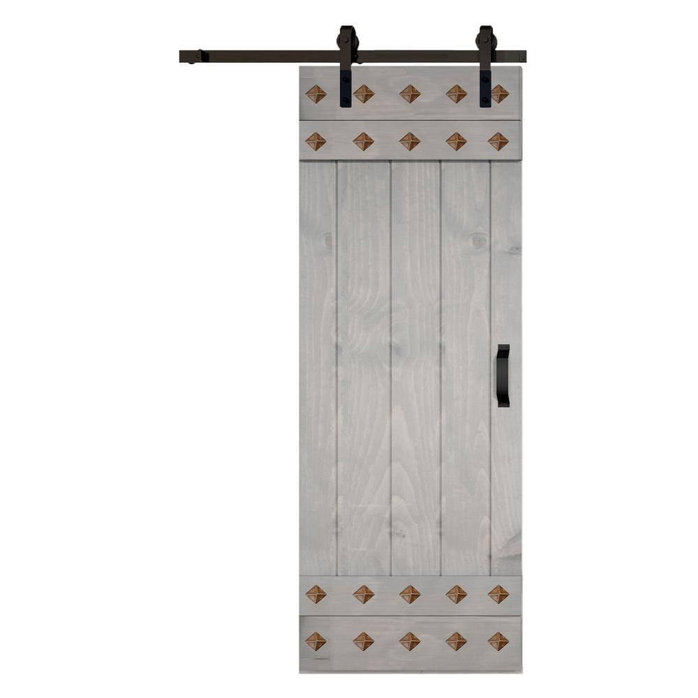 IsLife 84'' Solid Wood Paneled Matte with Installation Hardware Kit Barn Door