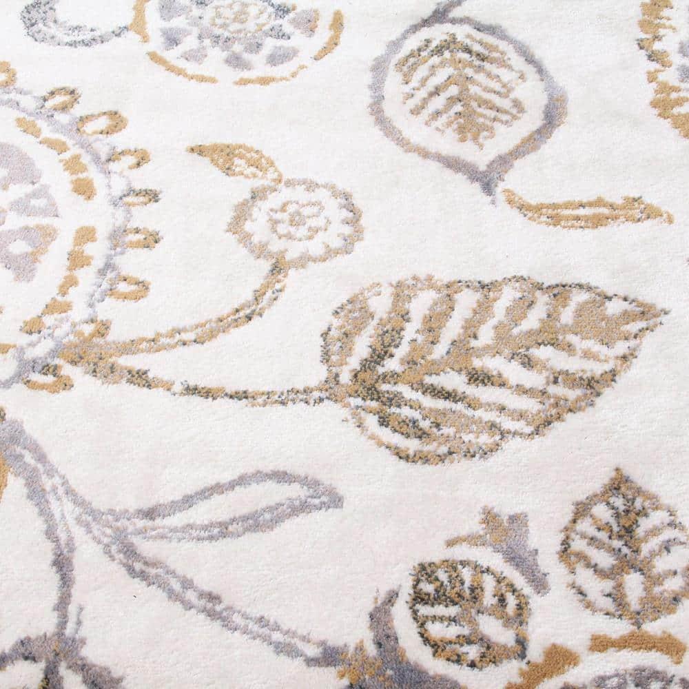 SUPERIOR Indoor Small Area Rug, Jute Backed, Modern Floral Farmhouse Floor Decor, Perfect for Hallway, Entryway, Living/Dining Room, Bedroom, Office, Kitchen, Amary Collection - 5' x 8', Grey