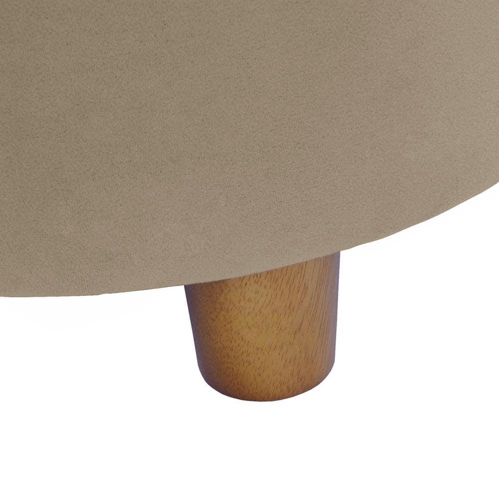 HomePop Round Storage Ottoman, Fawn Velvet