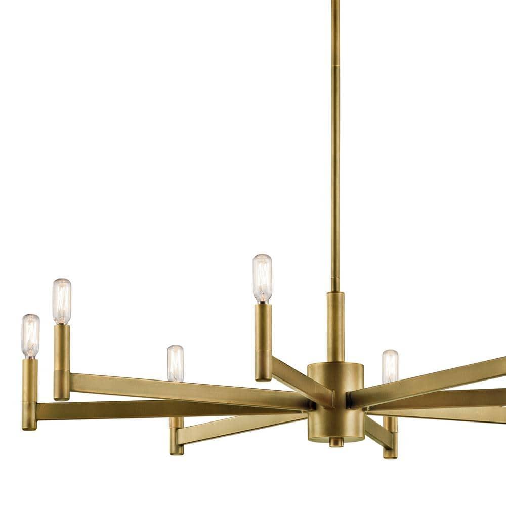 Erzo 9.25" 8 Light Chandelier in Natural Brass
