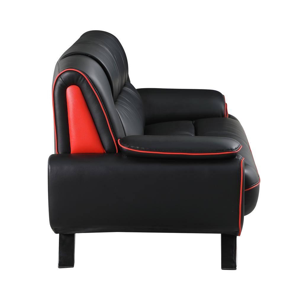 Sleek Leather Loveseat, Black - 40 in.