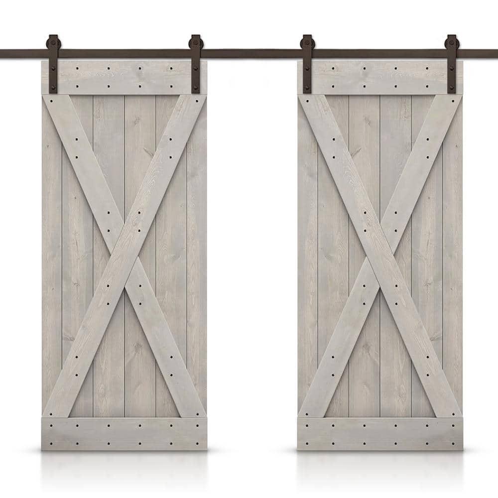 Calhome 84'' Solid Wood Paneled Painted with Installation Hardware Kit Barn Door