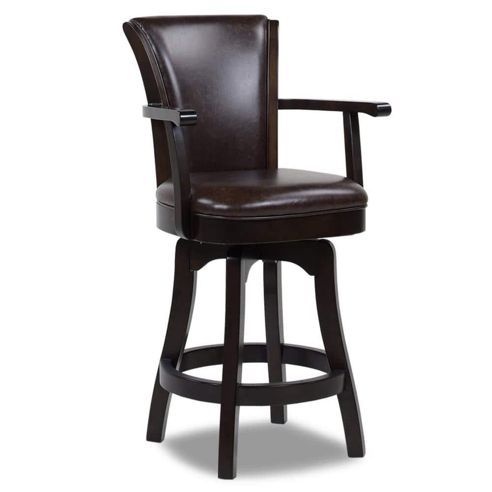 Williams 27" Swivel Counter Height Bar Stool Vintage Brown Faux Leather