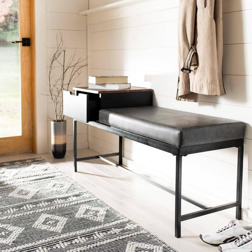 Maruka Bench with Storage - Brown/Grey - Safavieh