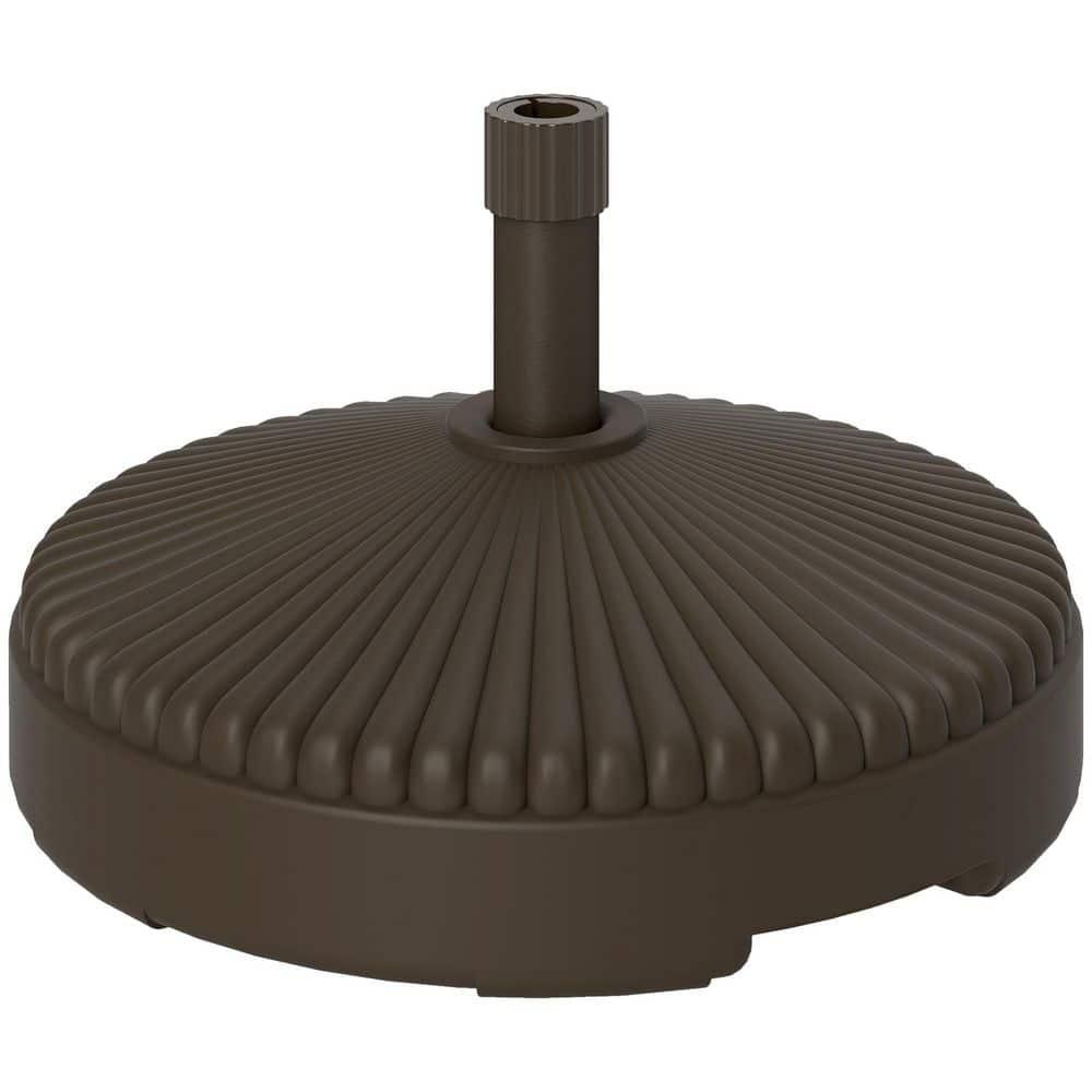 Outsunny Round Patio Umbrella Base Holder Outdoor Umbrella Stand, Filled Up to 62lbs with Stand or 51lbs with Water for Garden Poolside, Brown