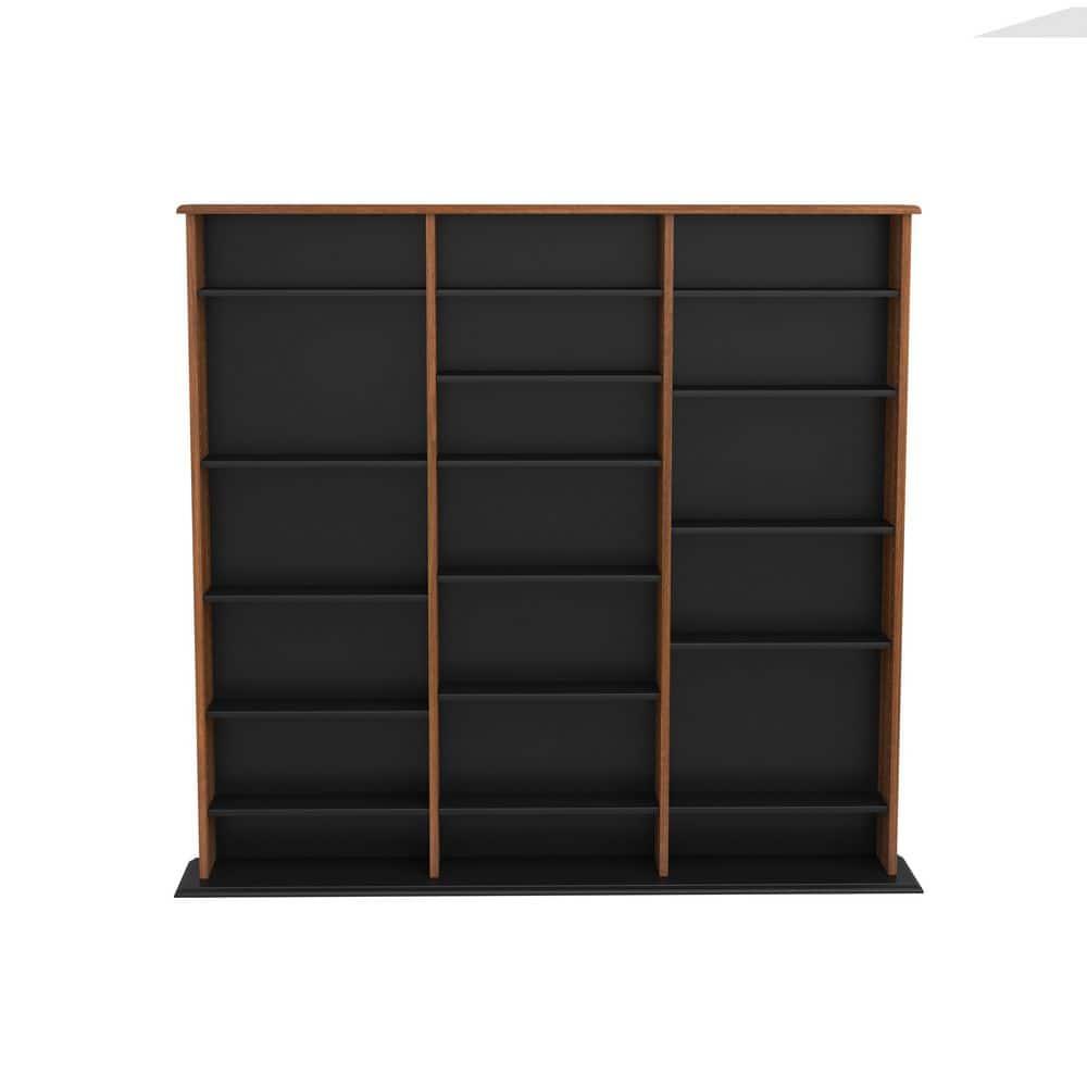 Prepac Triple Width Wall Storage Cherry & Black : Holds 960 CDs, 405 DVDs, Adjustable 24 Shelves