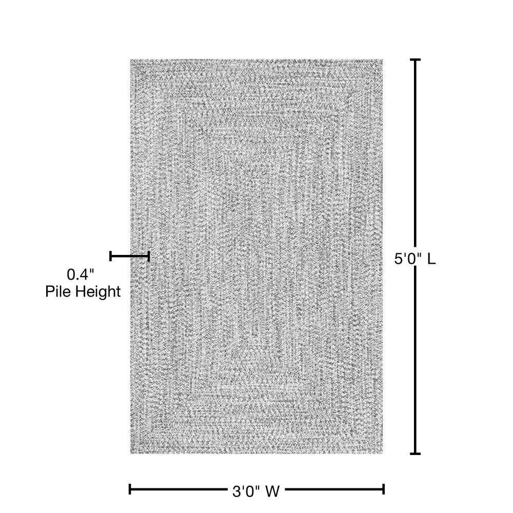 nuLOOM Wynn Braided Indoor/Outdoor Salt And Pepper 3' x 5' Casual Area Rug