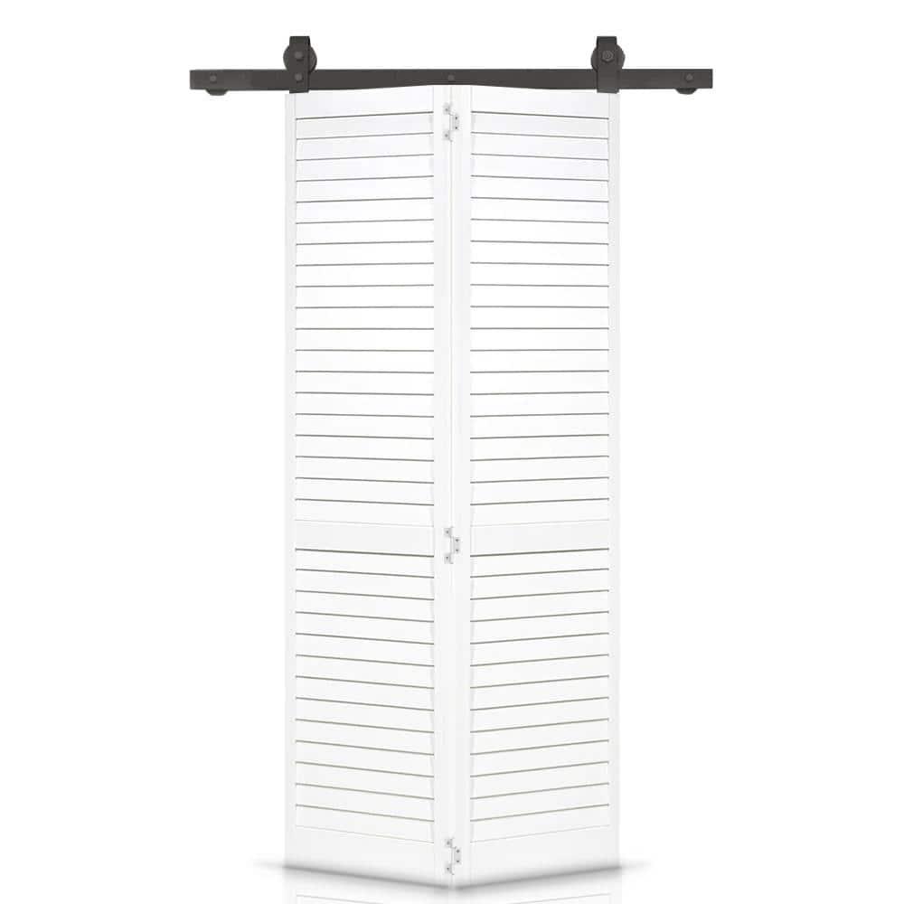 Calhome 80'' Solid Wood Louvered Bi-Fold Door