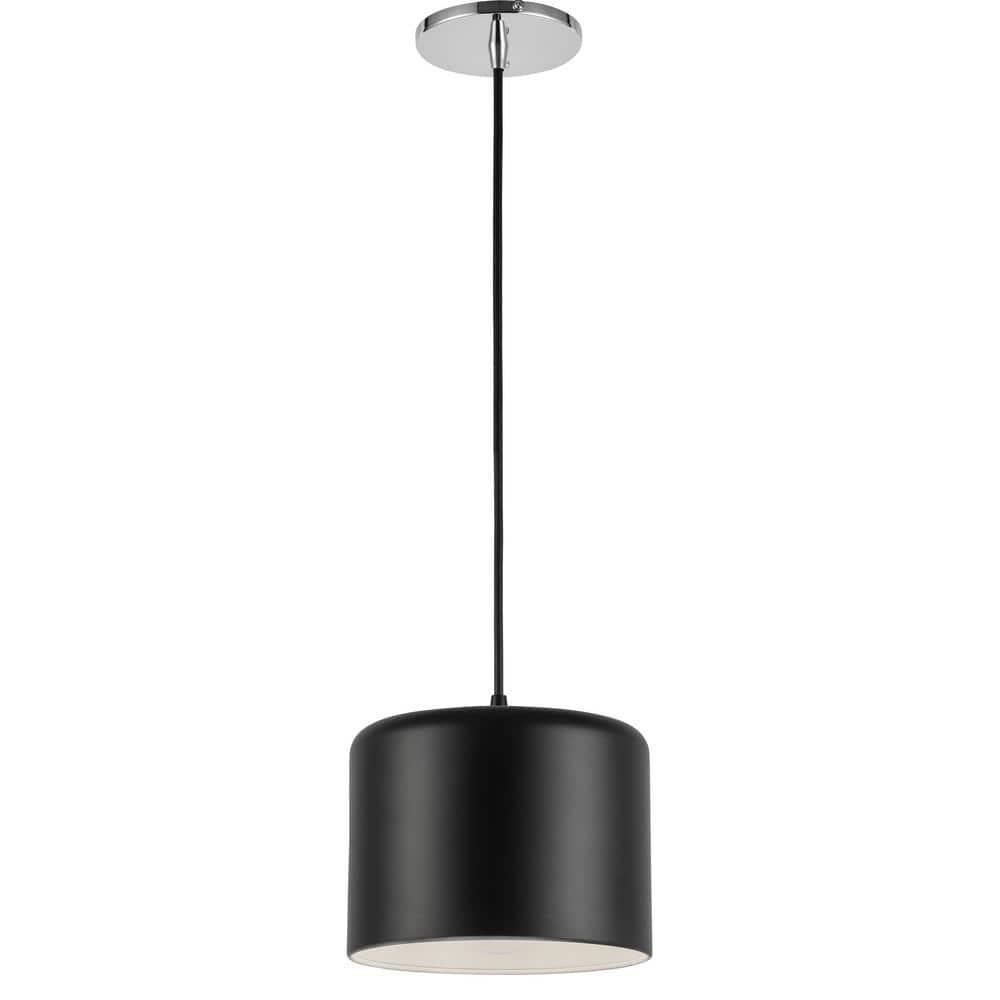 Dainolite - Emilia - 1 Light Pendant-Polished Chrome Finish-Matte Black/Silver