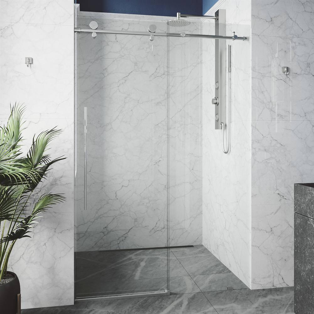 Elan E-Class 44-48" W x 76" H Sliding Frameless Shower Door with 3/8" Clear Glass