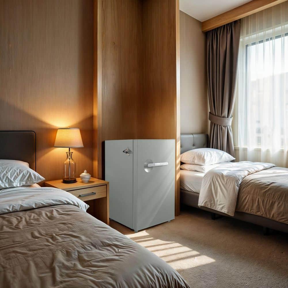 Frigidaire 4.5 cu. ft. retro compact fridge built-in side bottle opener W: 21.65" x L: 22.24" X H: 32.91" (Sage)