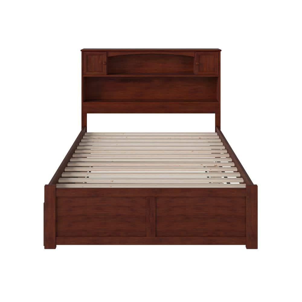 Full Newport Bed with Twin Urban Trundle, Bookcase Headboard, No Box Spring - AFI