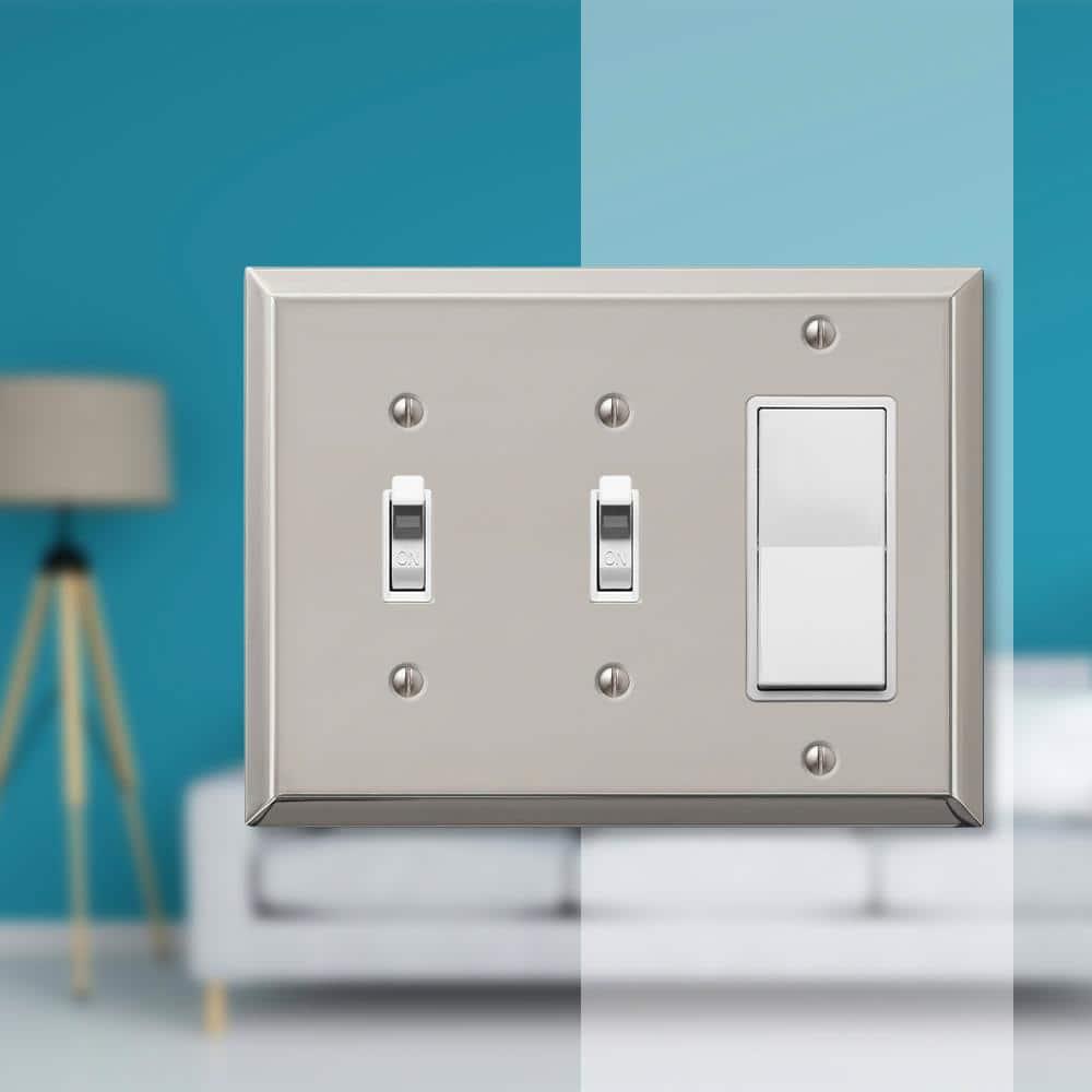 Amerelle 163TTRPN Century Wallplate, 2 Toggle, Steel, Polished Nickel, 1-Pack