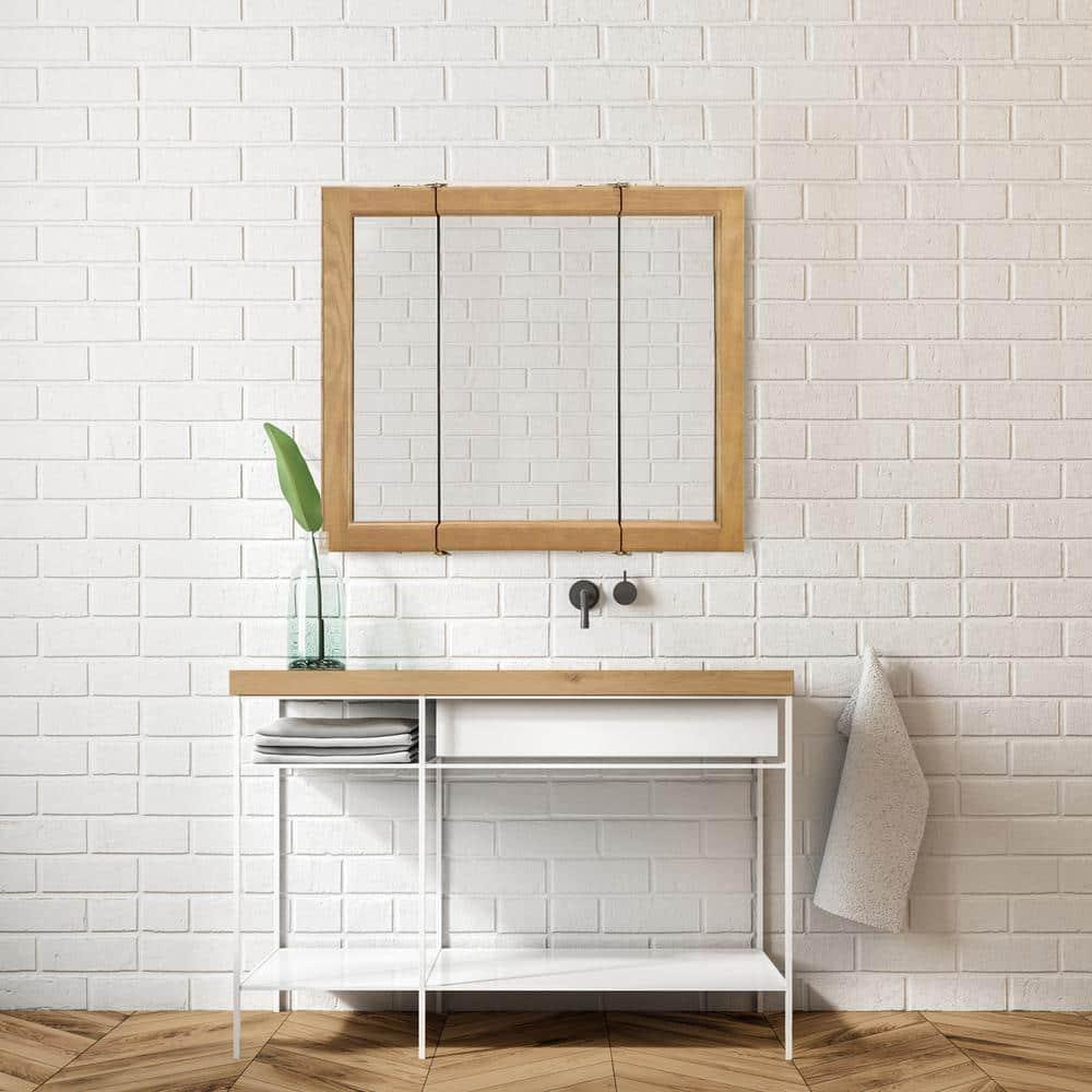 Design House 36" Tri-View Wall Mount Bathroom Medicine Cabinet, Nutmeg Oak