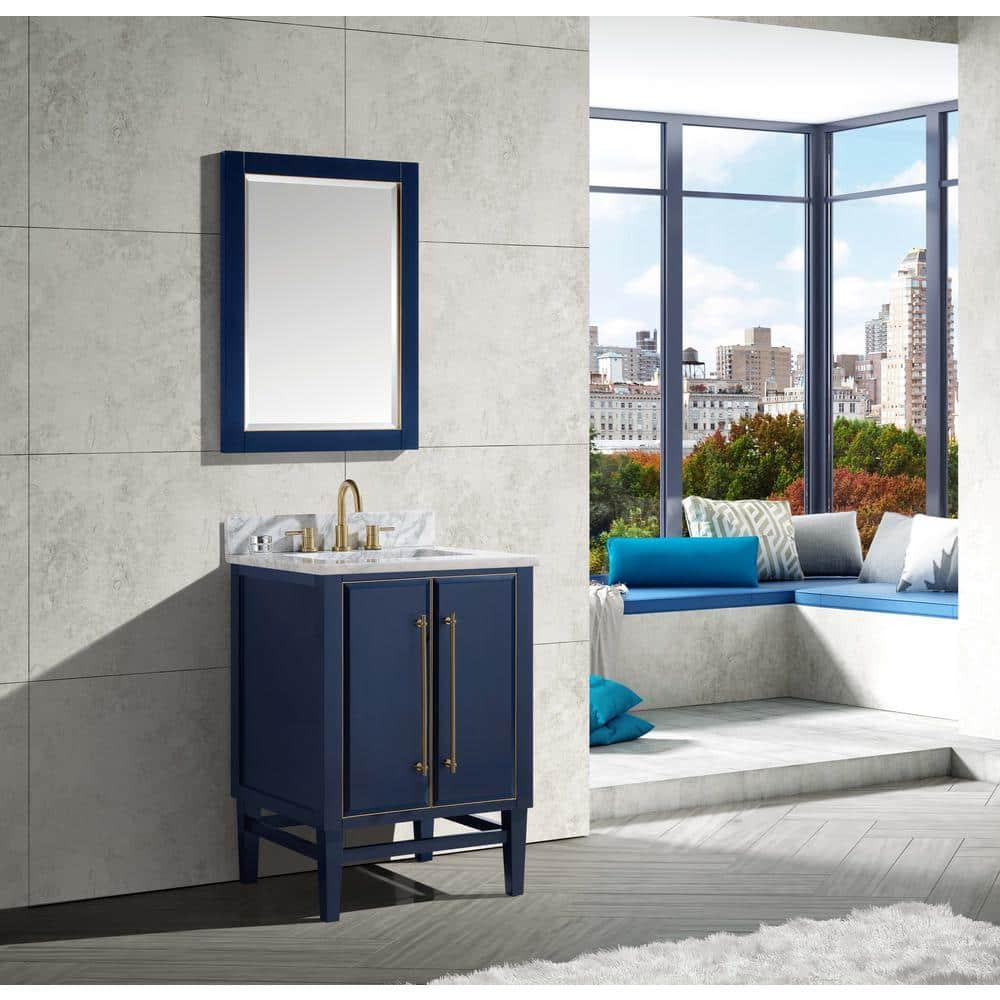 Navy Blue and Gold 25" Single Vanity with Marble Top