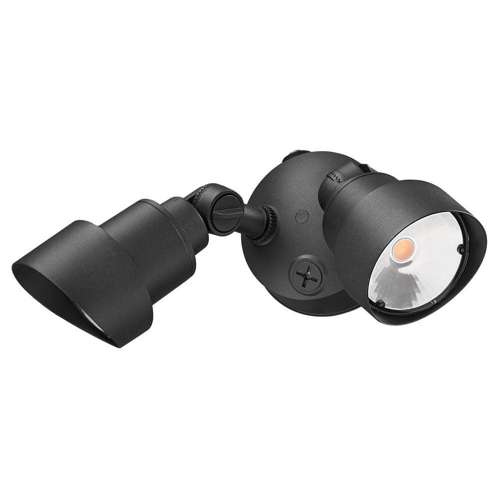 Adjustable Dual-Head Matte Black LED Security Floodlight
