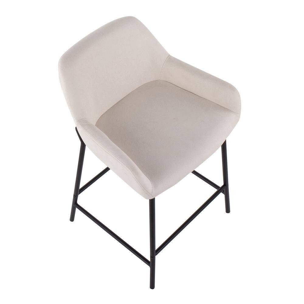 Set of 2 Daniella Metal/Polyester Counter Height Barstools Black/Cream - LumiSource: Upholstered, Spot Clean, Foam Filled, Fixed Height