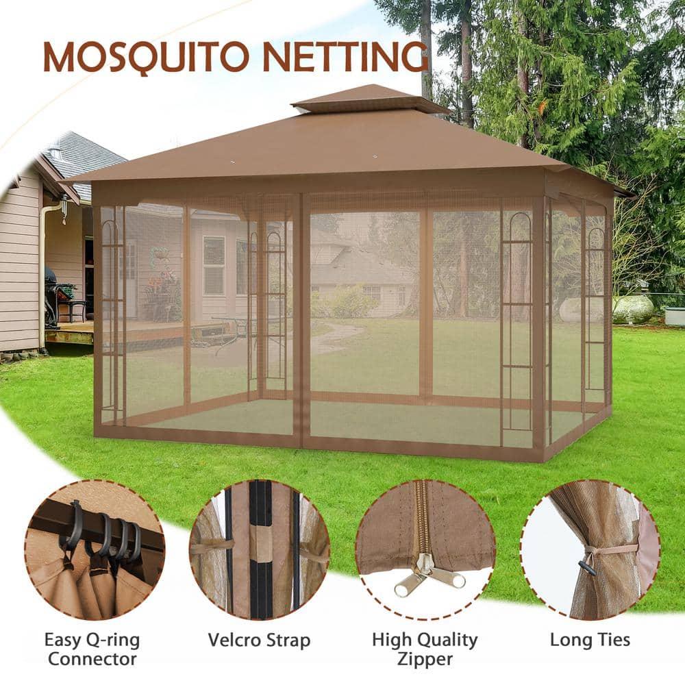 COOS BAY 13 Ft. W x 11 Ft. D Steel Patio Gazebo with Netting