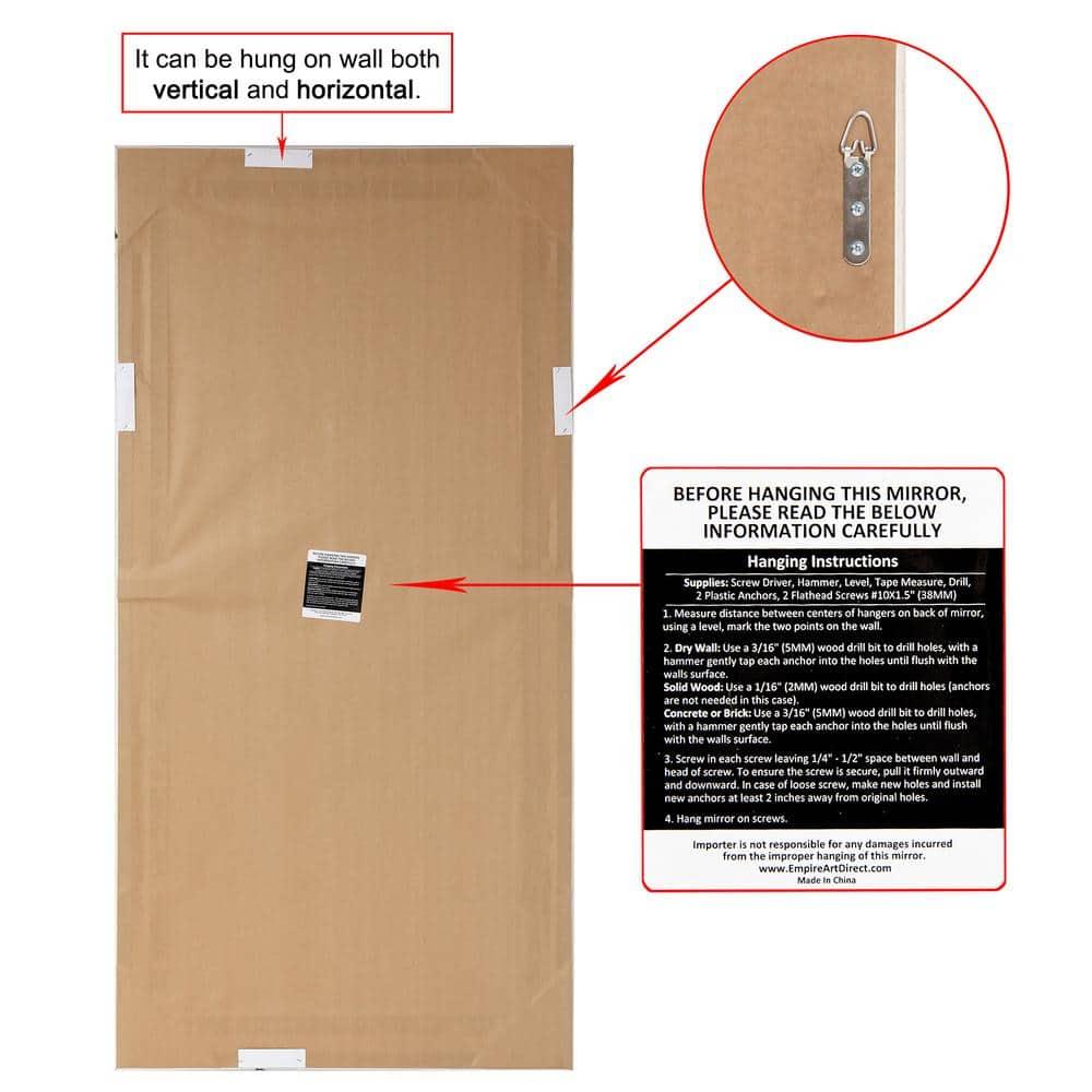 Empire Art Direct Champagne Bead Beveled Rectangle Solid Wood Framed Wall Mirror Ready to Hang, Living Room, Bedroom ＆ Office, 80" x 40"