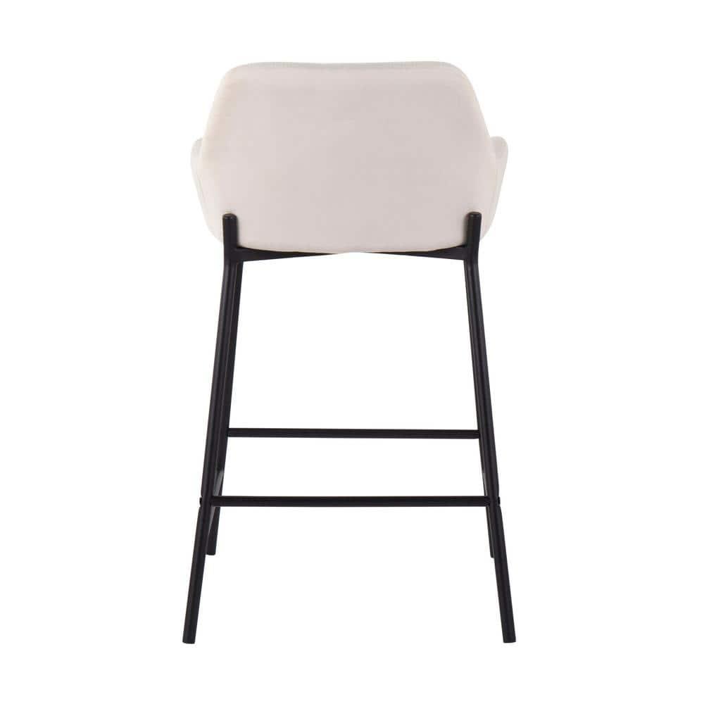 Set of 2 Daniella Metal/Polyester Counter Height Barstools Black/Cream - LumiSource: Upholstered, Spot Clean, Foam Filled, Fixed Height