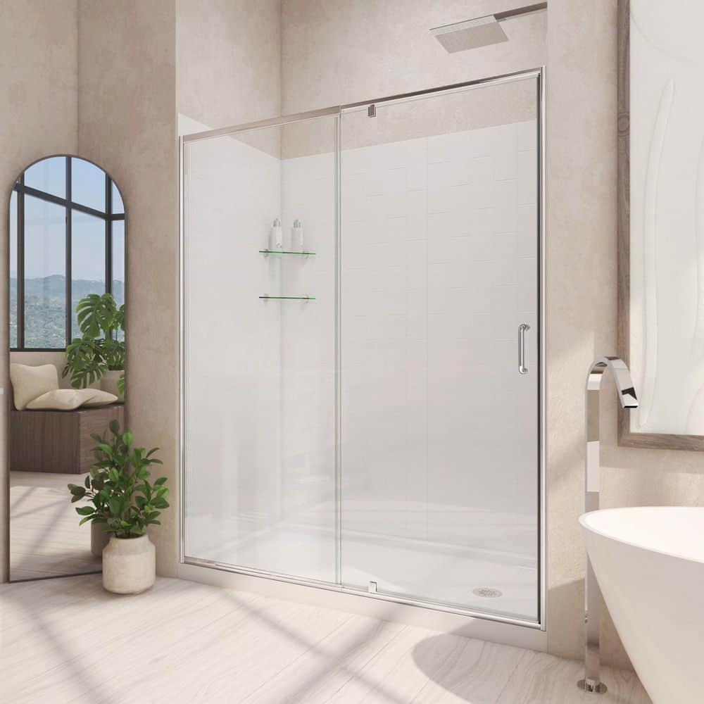Flex 32" x 76.75" Square Pivot Shower Enclosure with Base Included