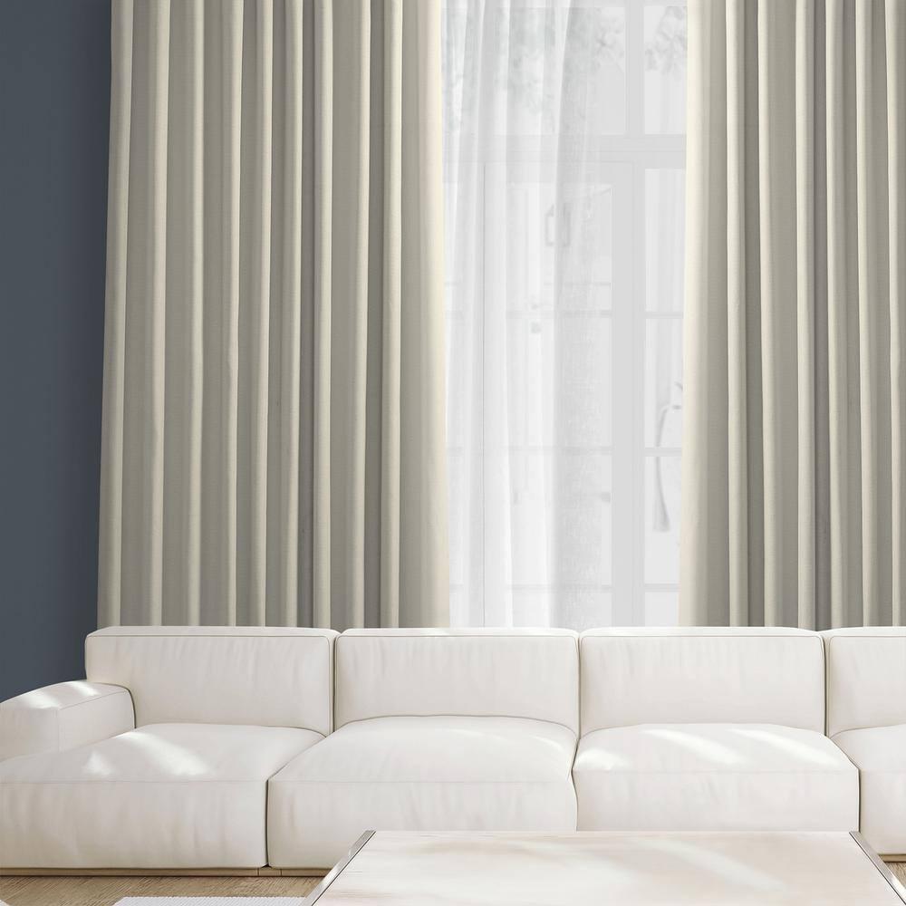 Birch Faux Linen Extra Wide Room Darkening Curtain (1 Panel), Birch, 100W X 120L