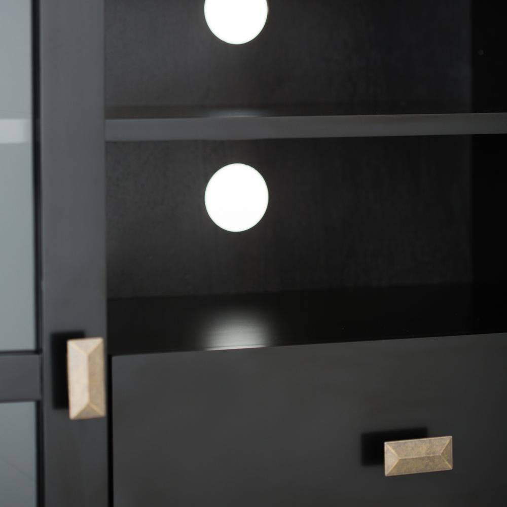 Simpli Home Artisan Wood 53" Transitional TV Media Stand in Black For TVs up to 60"