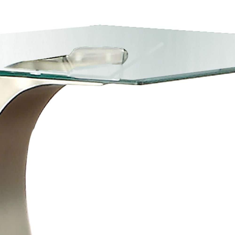 Bowery Hill End Table Coffee Accent Table Square in Glass Top and Steel - Silver