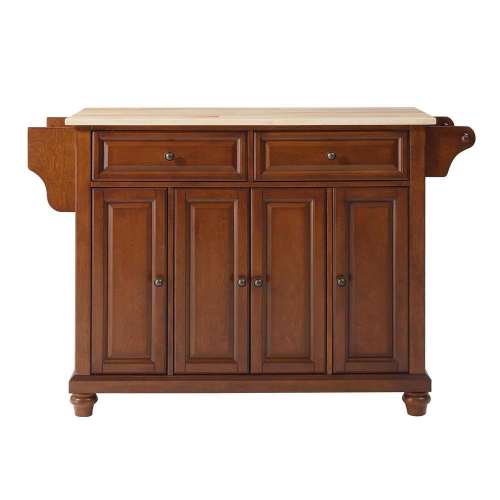 Crosley Furniture Cambridge Natural Wood Top Kitchen Island in Cherry