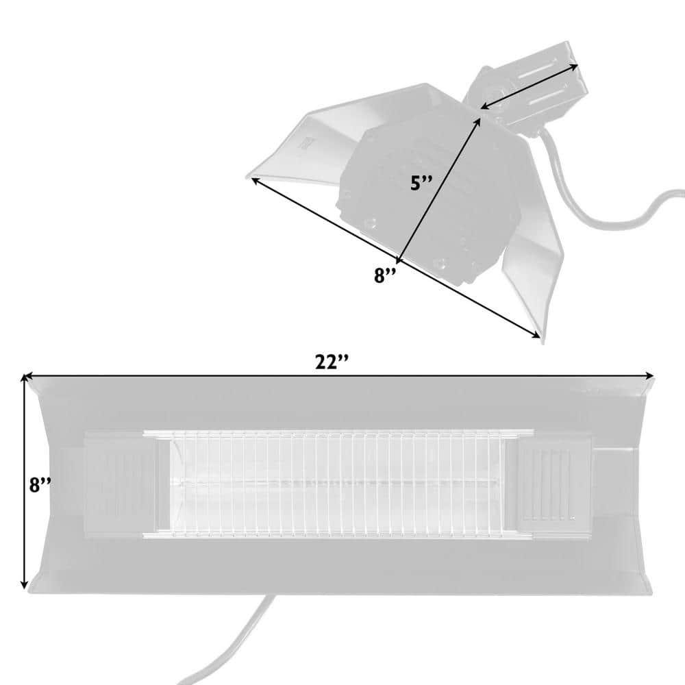Fire Sense Wall Mounted Infrared Patio Heater 1500W Weatherproof for Indoor Outdoor-Stainless Steel
