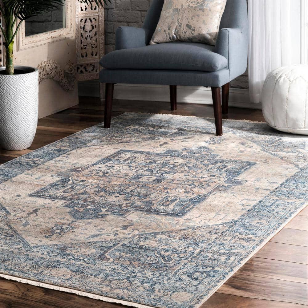 Nuloom Harriet Oriental/Persian 7x9 Indoor Area Rug for Living Room Bedroom Dining Room Kitchen, Light Blue/Multicolor