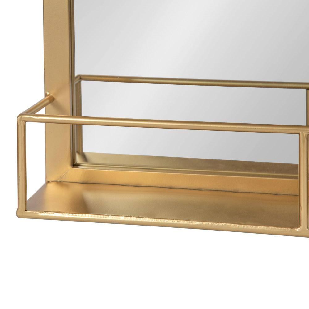 18" x 40" Jackson Metal Frame Mirror with Shelf Gold - Kate & Laurel All Things Decor: Chic Rectangle, No Assembly Required