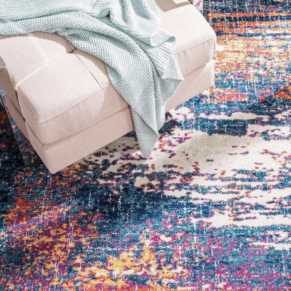 SAFAVIEH Evoke Frosina Abstract Area Rug, Navy/Orange, 4' x 6'
