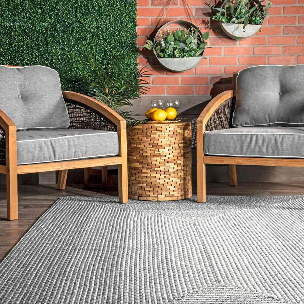 Nuloom Jayda Braided Gradience Indoor/Outdoor Outdoor - Light Gray 3' x 5'