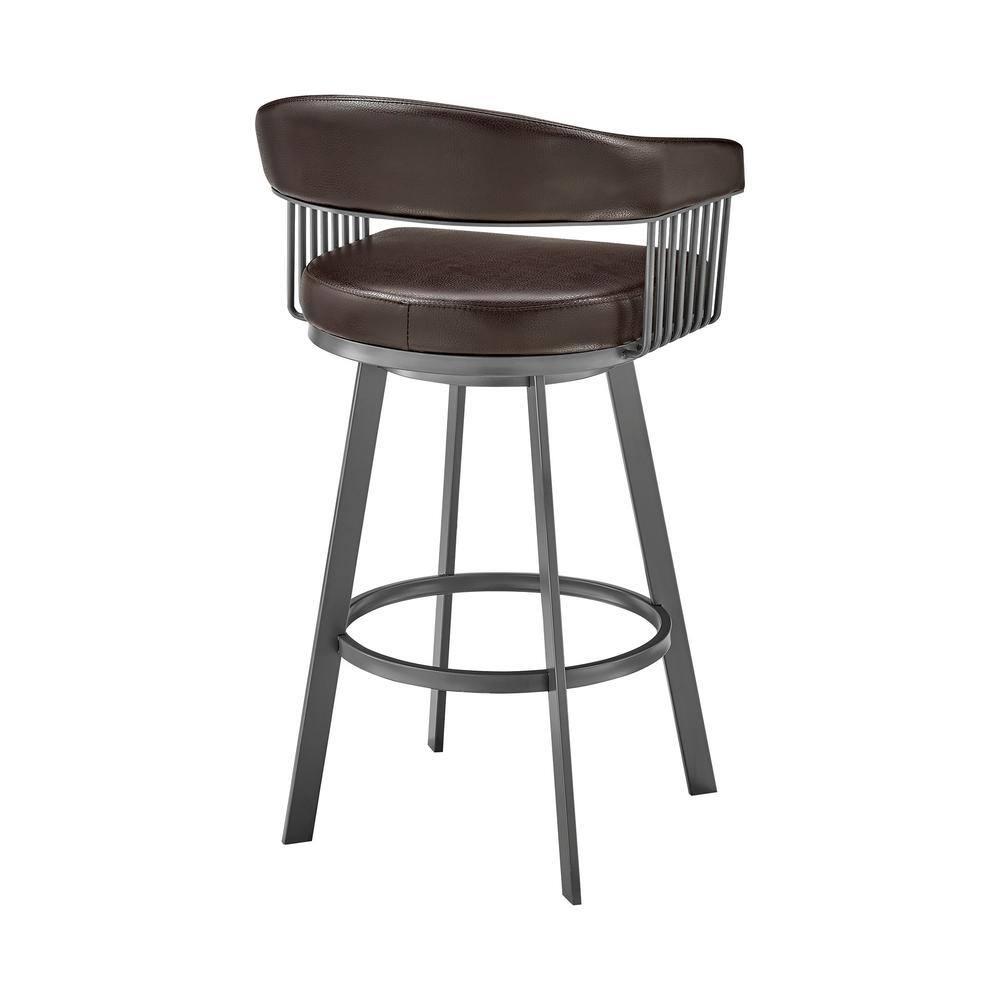 26 in. Chelsea Counter Height Swivel Bar Stool in Java Brown Finish & Chocolate Faux Leather