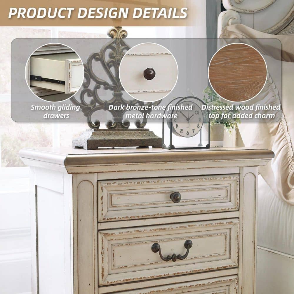 Hayley 3 - Drawer Nightstand in White