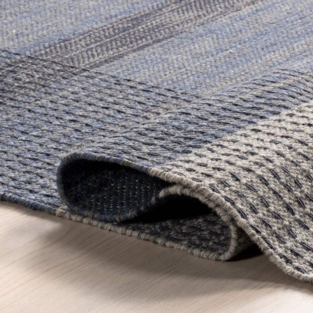 Portland Plaid Wool Blue 8 ft. x 10 ft. Indoor/Outdoor Patio Rug