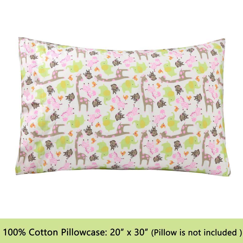 3-Piece Cotton Toddler Sheet Set for Kids Boys & Girls (Animals, Fish, Sports, Floral) Zoo Friends