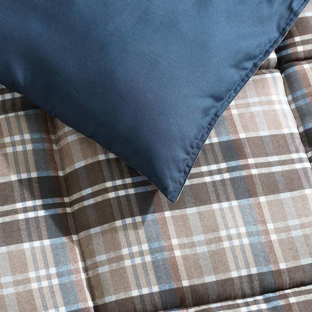 Eddie Bauer Rugged Plaid Brown Microsuede Reversible Duvet Cover Set