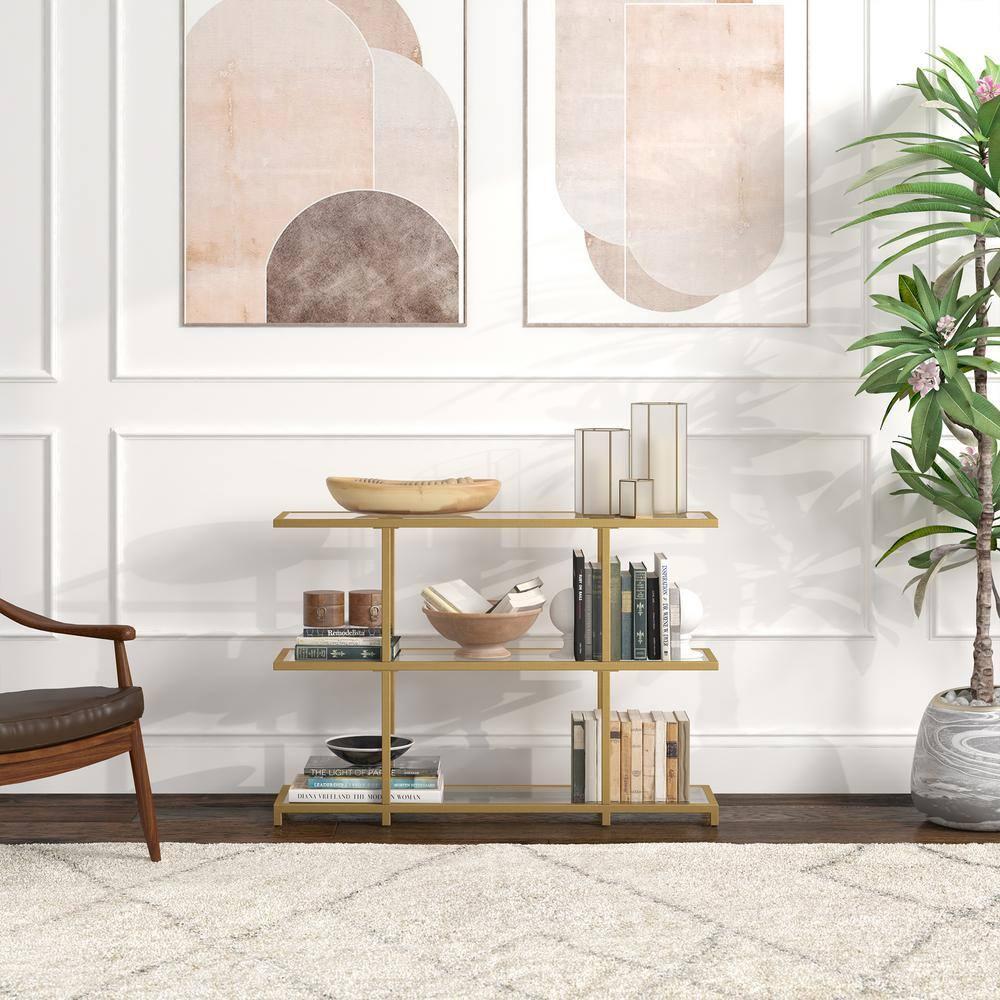 Evelyn&Zoe Greenwich 42" Wide Rectangular Console Table, Brass