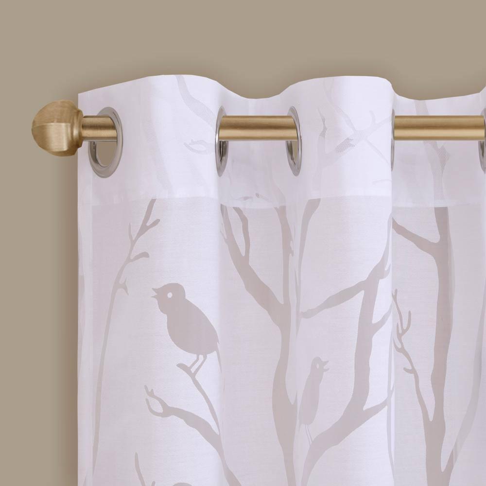 Madison Park Averil Grommet Top Sheer Bird on Branches Burnout Window Curtain